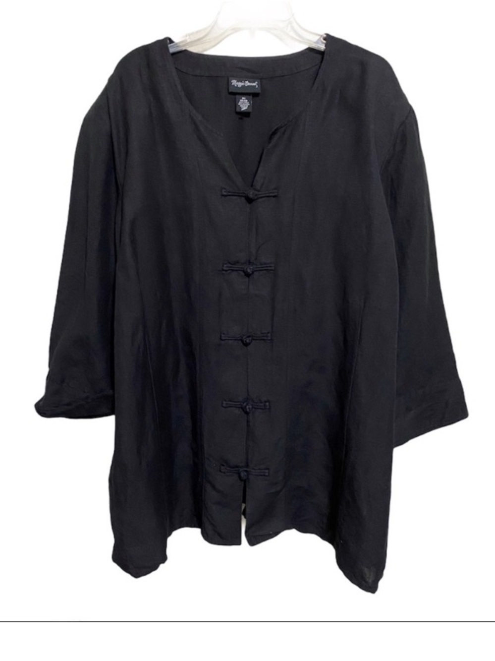 MAGGIE BARNES | kimono jacket linen blend 3X 26/28 black